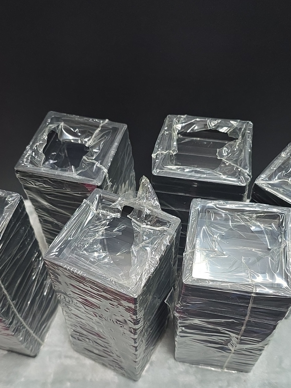 Set of Black Plastic Square Display Stands